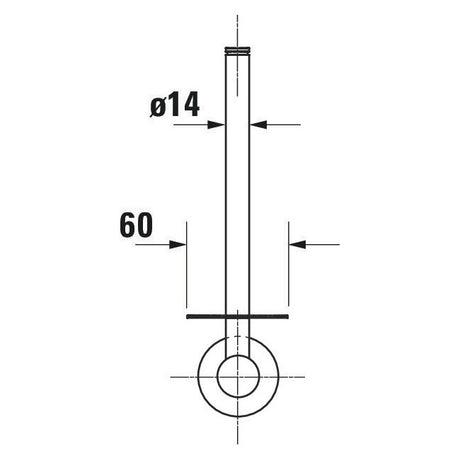 Schéma technique Grohe, rosace de finition chromée pour tube plomberie, couleur argentée.