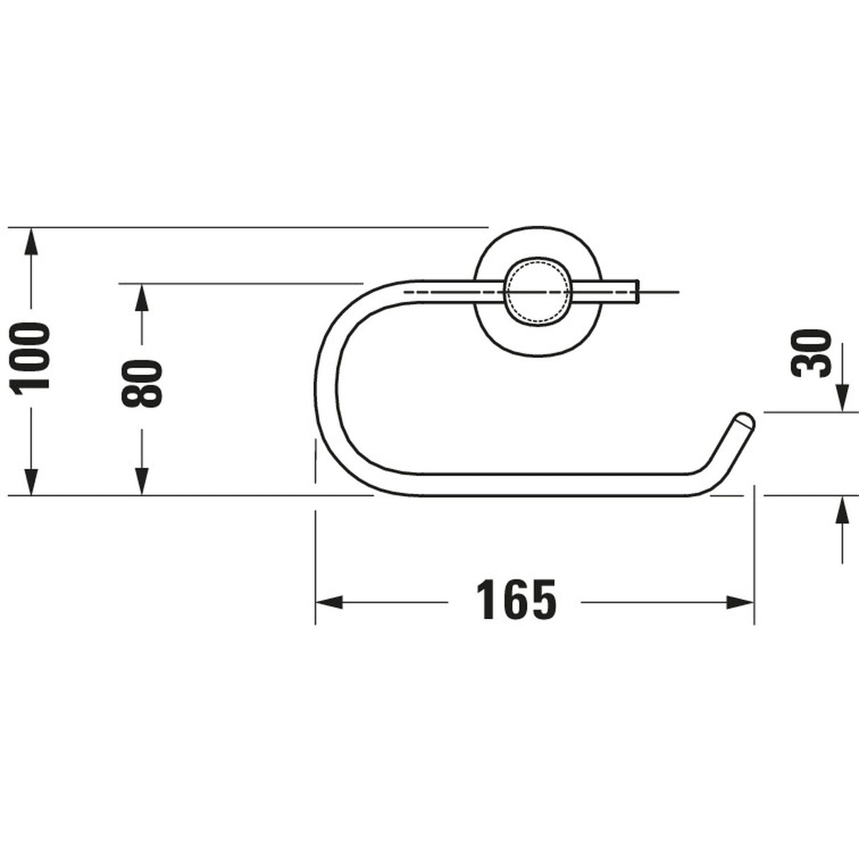 Porte-papier toilette Grohe chromé avec dimensions détaillées, accessoire salle de bain.