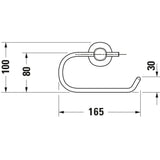 Porte-papier toilette Grohe chromé avec dimensions détaillées, accessoire salle de bain.