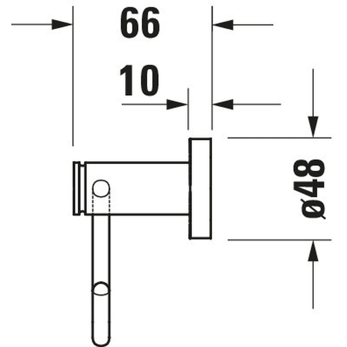Schéma technique Grohe, support mural chromé pour douche, dimensions indiquées