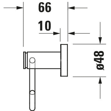 Schéma technique Grohe, support mural chromé pour douche, dimensions indiquées