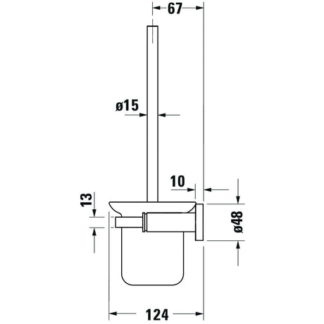 Brosse WC Grohe, accessoire sanitaire mural blanc avec dimensions détaillées.