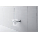 Brosse WC murale Grohe, accessoire de toilette chromé, support en verre dépoli, couleur argent