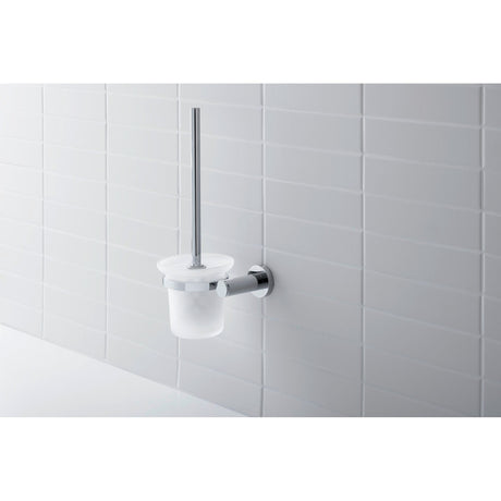 Brosse WC murale Grohe, accessoire de toilette chromé, support en verre dépoli, couleur argent