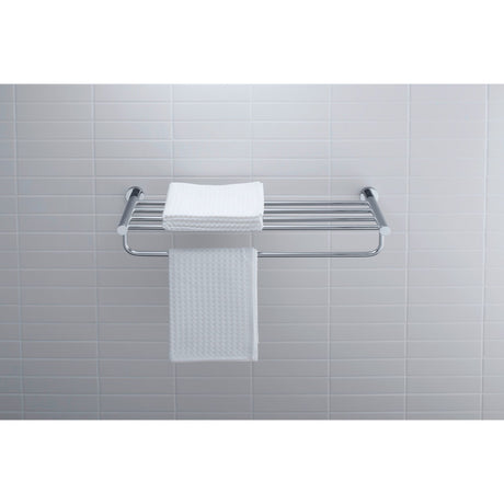 Porte-serviettes Grohe, accessoire salle de bain, finition chromée, mural, serviettes blanches