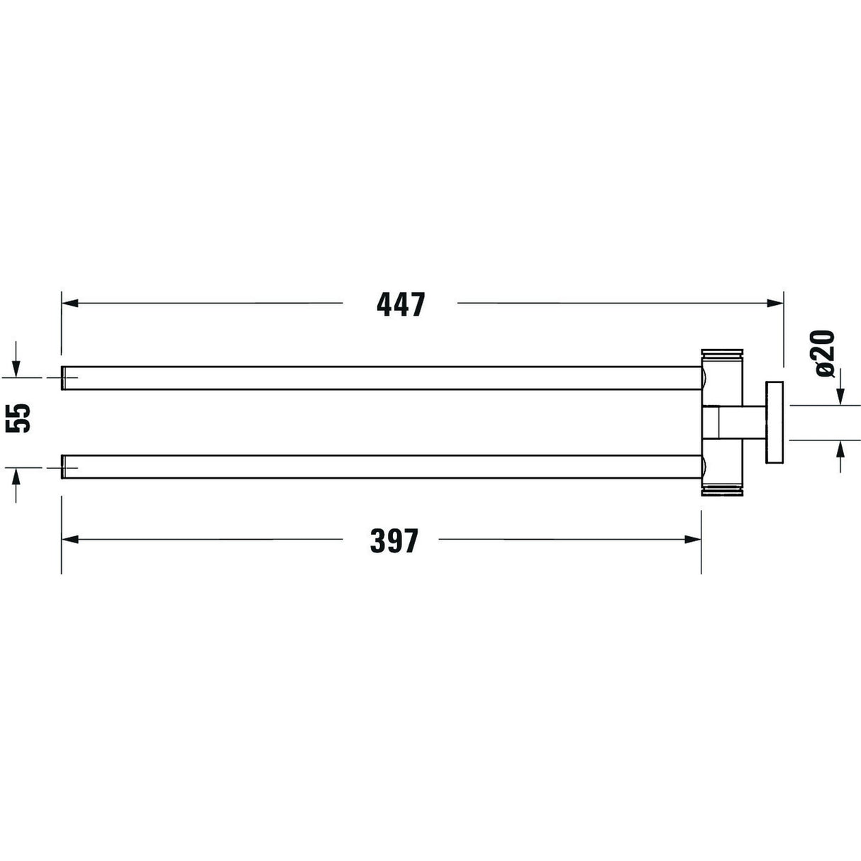 Porte-serviettes double Grohe, accessoire salle de bain en métal chromé, schéma dimensionnel