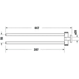 Porte-serviettes double Grohe, accessoire salle de bain en métal chromé, schéma dimensionnel