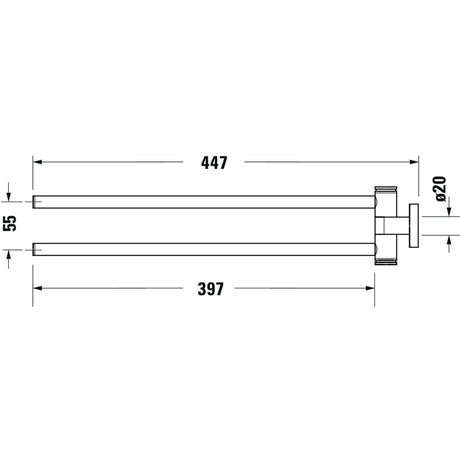 Porte-serviettes double Grohe, accessoire salle de bain en métal chromé, schéma dimensionnel