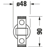 Schéma technique support mural Grohe, type fixation pour plomberie, couleur chromée, diamètre 48 mm.