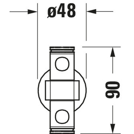 Schéma technique support mural Grohe, type fixation pour plomberie, couleur chromée, diamètre 48 mm.