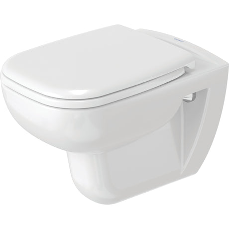 Toilette suspendue blanche Duravit, céramique sanitaire moderne, couvercle fermé