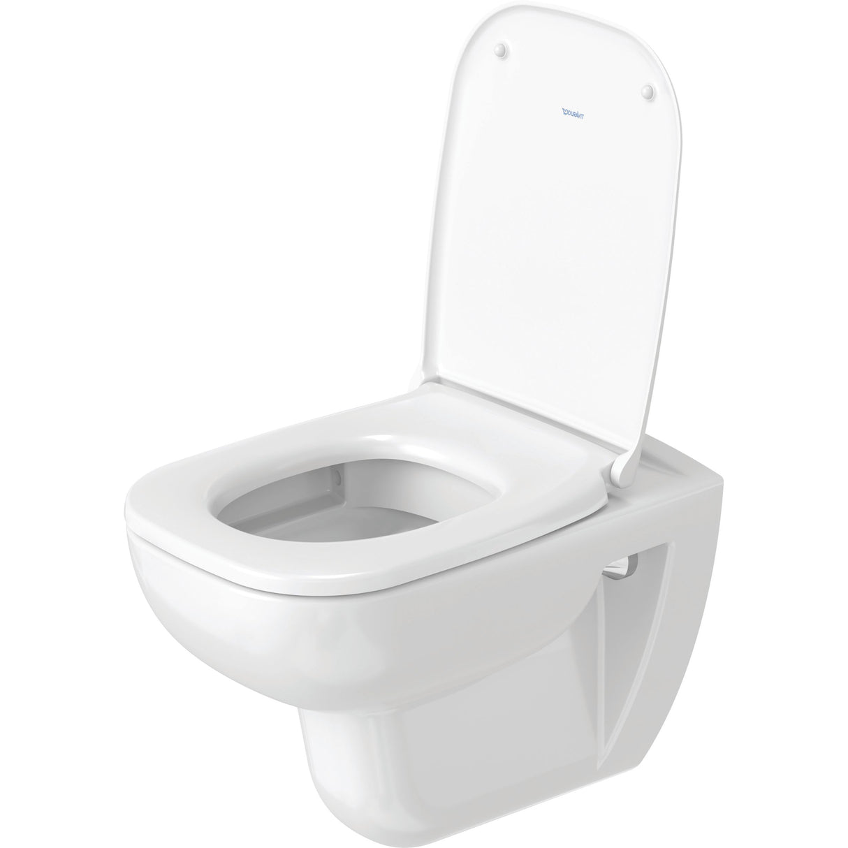 WC suspendu blanc Duravit, céramique sanitaire avec abattant, design moderne