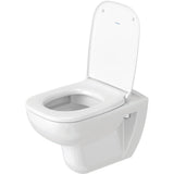 WC suspendu blanc Duravit, céramique sanitaire avec abattant, design moderne