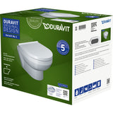 Colis Duravit, WC suspendu blanc, marque Duravit, produit sanitaire, emballage vert.