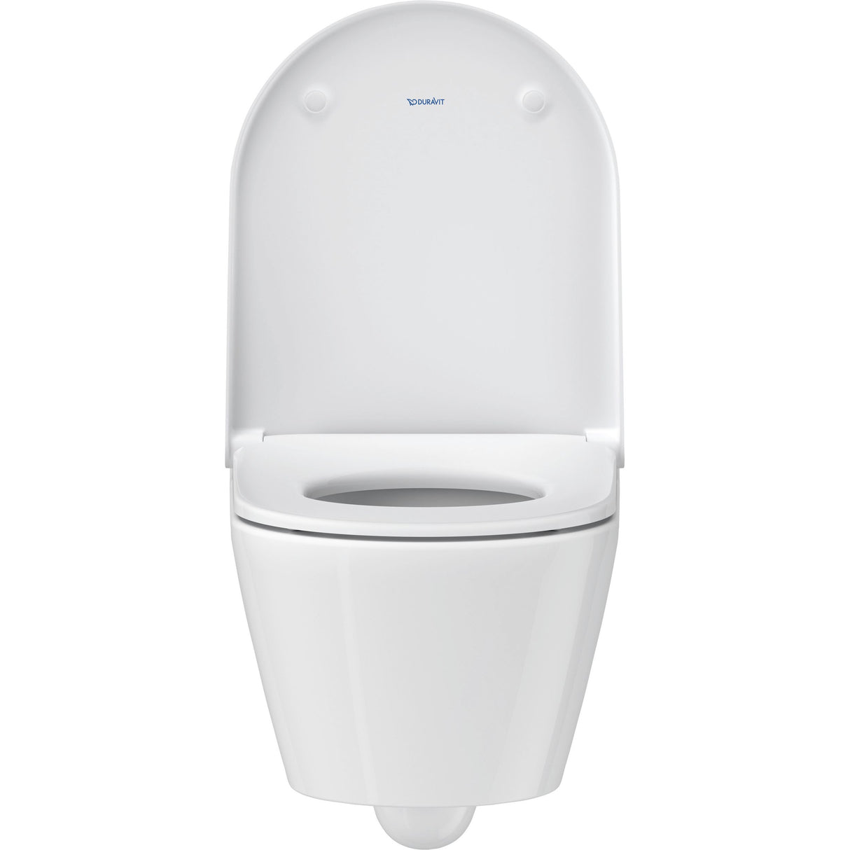 Toilette suspendue blanche Duravit, sanitaire moderne, couvercle ouvert