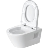 Toilette suspendue blanche Duravit avec abattant, sanitaire moderne, couleur blanc