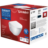 Cuvette WC suspendue blanche Duravit D-Neo, emballage produit, design moderne.