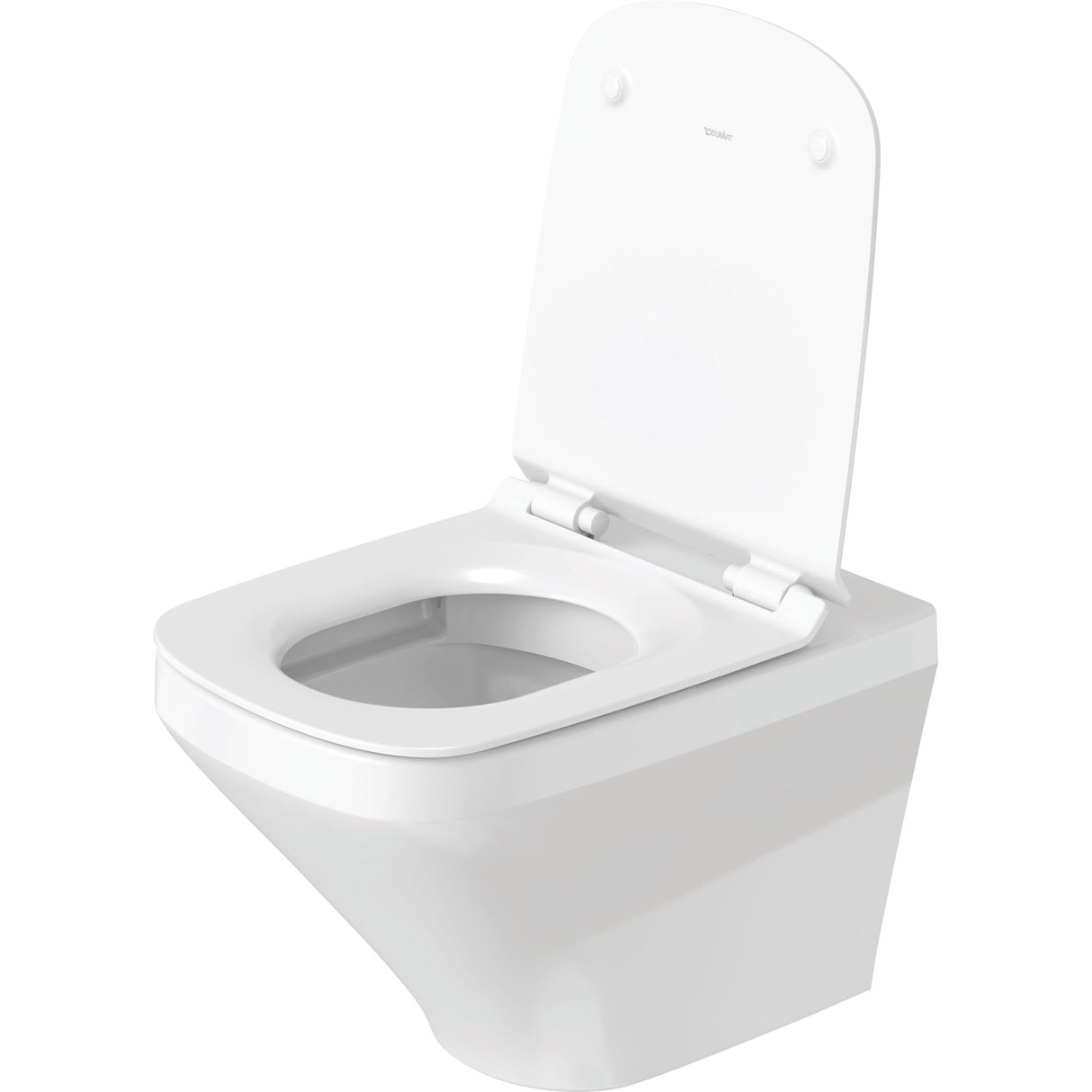 WC suspendu blanc Duravit, abattant toilette moderne en céramique