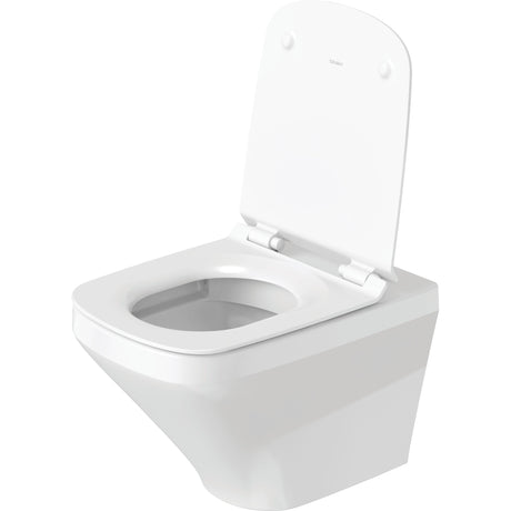 WC suspendu blanc Duravit, abattant toilette moderne en céramique