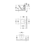 Plan technique WC suspendu Grohe blanc, dimensions détaillées du sanitaire.