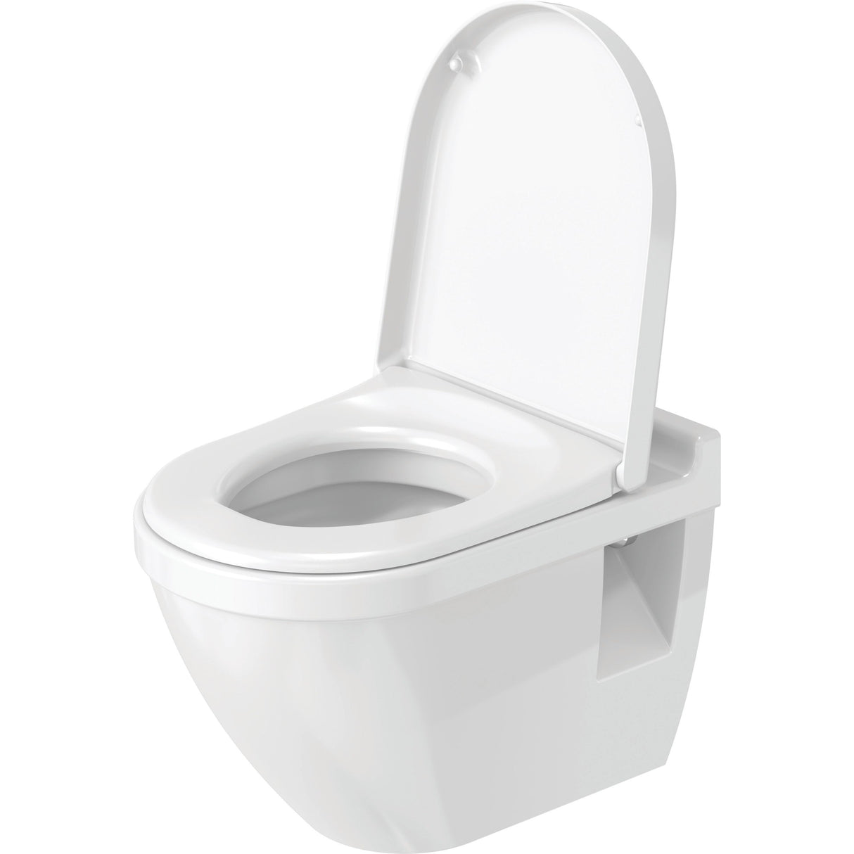 Toilette suspendue blanche Grohe, design moderne, abattant relevé.