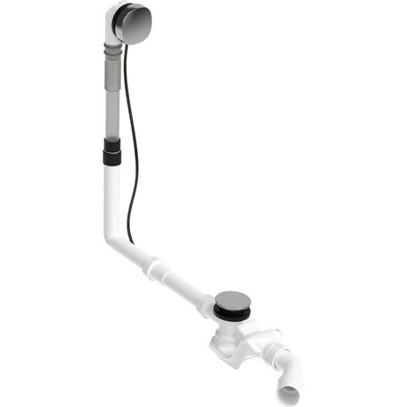 Siphon de baignoire Grohe, accessoire plomberie blanc et chromé.