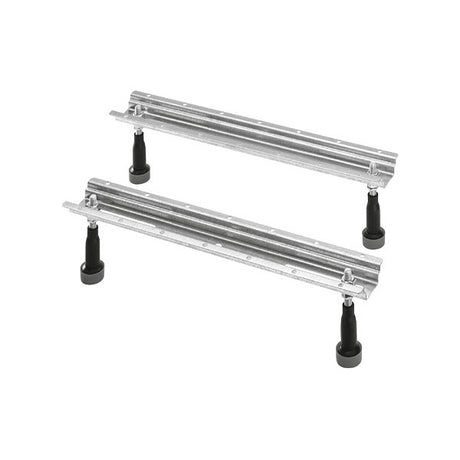 Paire de pieds réglables chromés pour baignoire, marque Grohe, finition métal argenté.