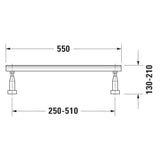 Schéma support mural Grohe, barre de fixation, métal chromé, dimensions ajustables