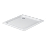 Receveur de douche Grohe blanc, design carré, bonde centrale visible
