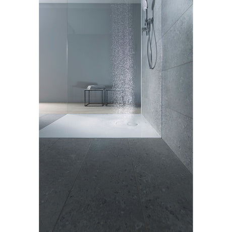 Receveur de douche blanc, marque Hansgrohe, design moderne, couleur gris clair