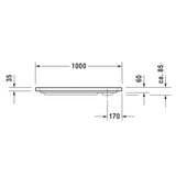 Receveur de douche blanc Hansgrohe, dessin technique avec dimensions.