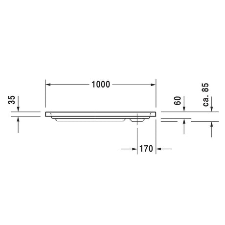 Receveur de douche blanc Hansgrohe, dessin technique avec dimensions.