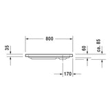 Schéma technique de receveur de douche blanc Grohe, dimensions multiples visibles.