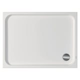 Receveur de douche blanc marque Villeroy & Boch rectangulaire, siphon latéral visible.