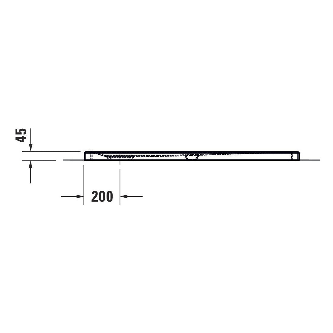 Plan schématique de pommeau de douche Grohe, type carré, couleur chrome.
