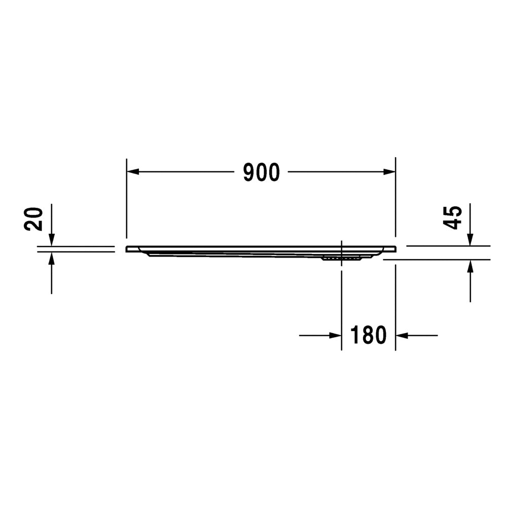Receveur de douche Grohe blanc, dessin technique avec dimensions 900x45 mm