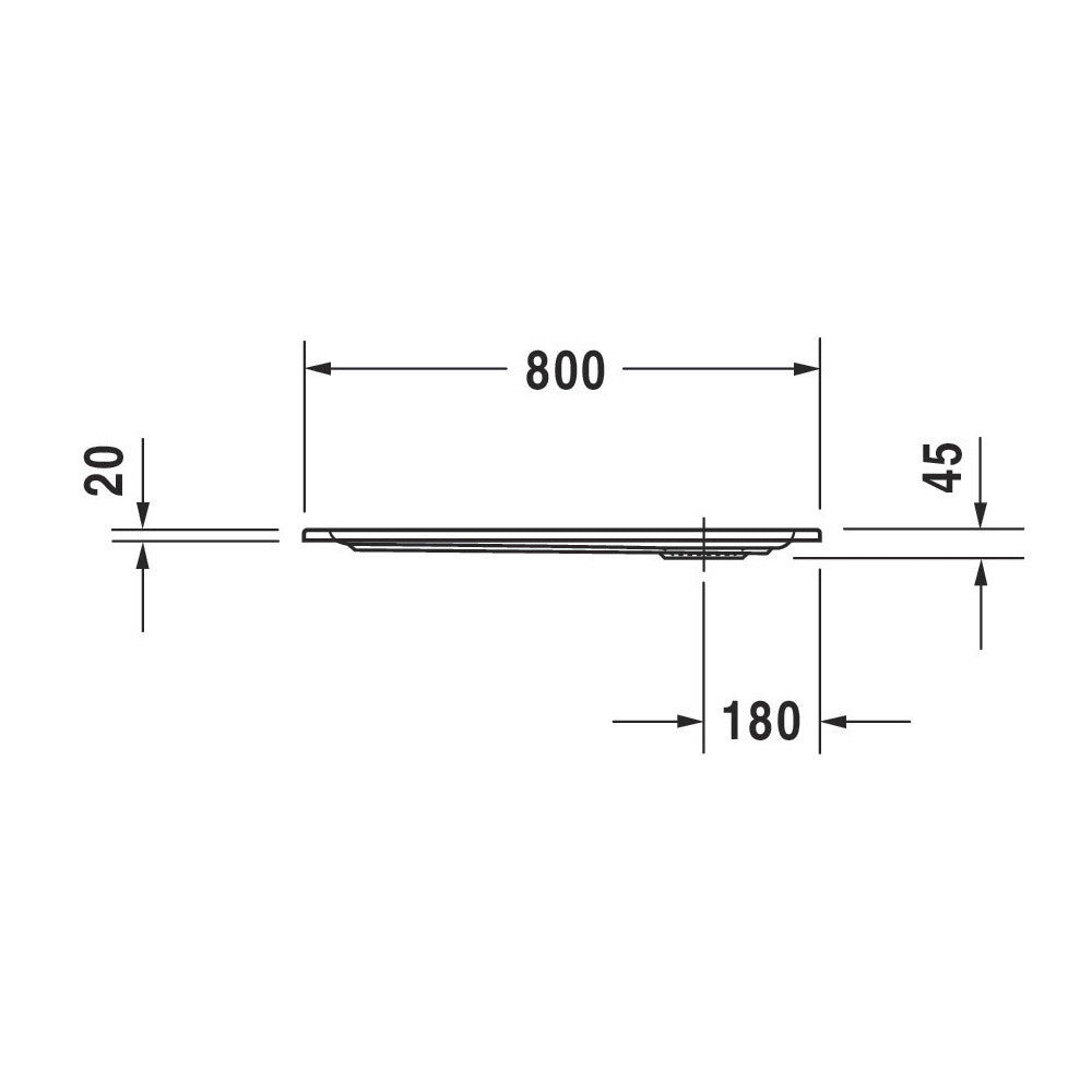 Receveur de douche Grohe, type plat, couleur blanc, dimensions 800x45x20 mm