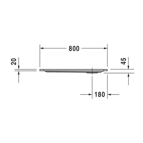 Receveur de douche Grohe, type plat, couleur blanc, dimensions 800x45x20 mm