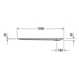 Receveur de douche Grohe, blanc, profil plat avec dimensions 1200x55x20 mm.