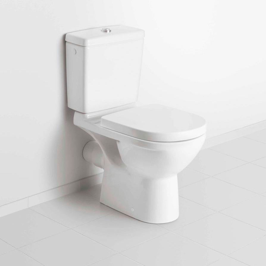 Toilette céramique blanche, marque Roca, WC classique, couleur blanche, salle de bain.