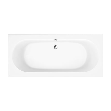 Baignoire blanche marque Roca, rectangulaire, couleur blanche, vue du dessus.