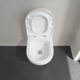 Cuvette WC suspendue blanche marque Grohe, design moderne, vue du dessus