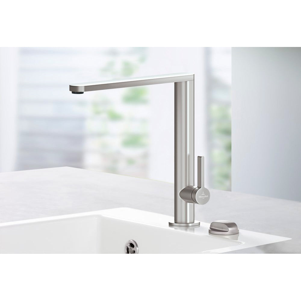 Mitigeur Villeroy & Boch, robinet de cuisine inox gris argenté moderne