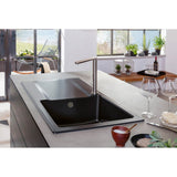 Évier de cuisine noir Blanco, rectangulaire, robinet inox, design moderne