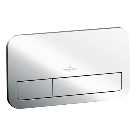 Plaque de commande Villeroy & Boch, type sanitaire, couleur chrome brillant.