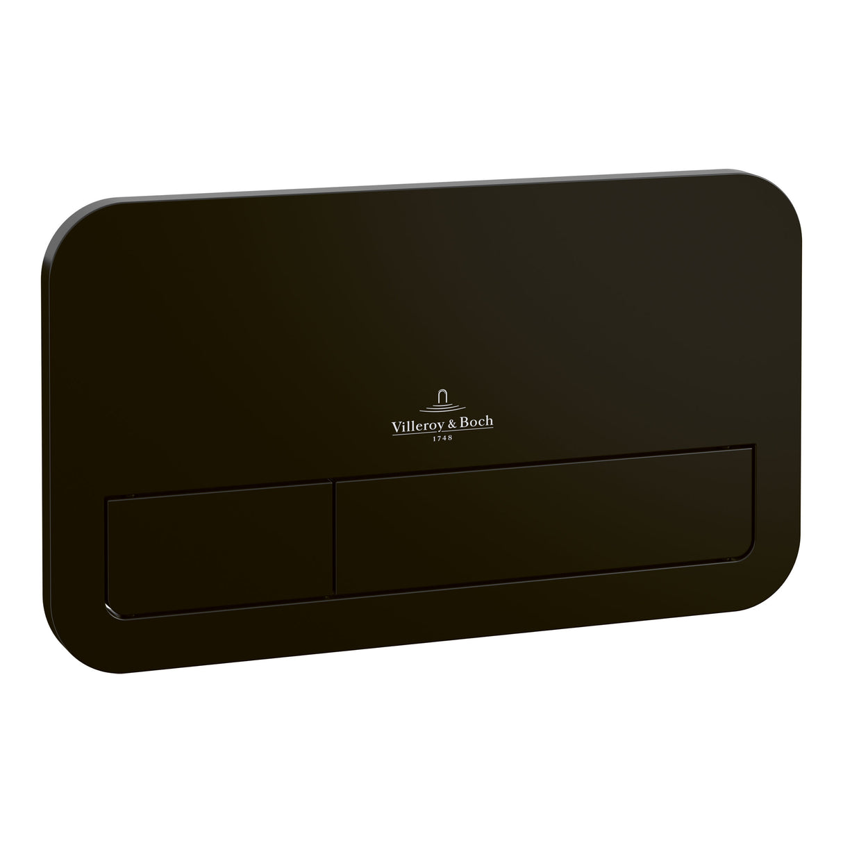 Plaque de chasse Villeroy & Boch, bouton noir élégant, équipement sanitaire WC.