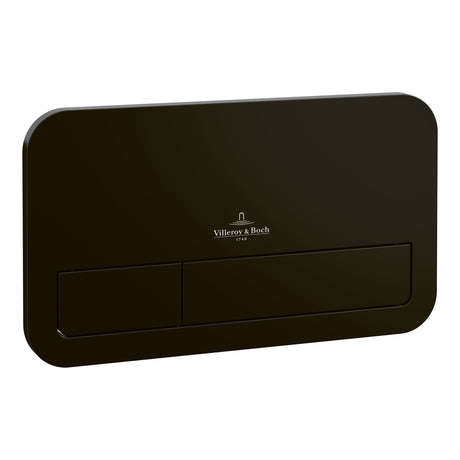 Plaque de chasse Villeroy & Boch, bouton noir élégant, équipement sanitaire WC.