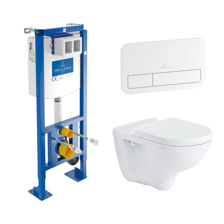 Bâti-support WC suspendu Villeroy & Boch blanc, kit sanitaire mural moderne