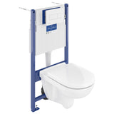 Bâti-support WC Villeroy & Boch blanc et bleu, châssis métal pour toilette suspendue.