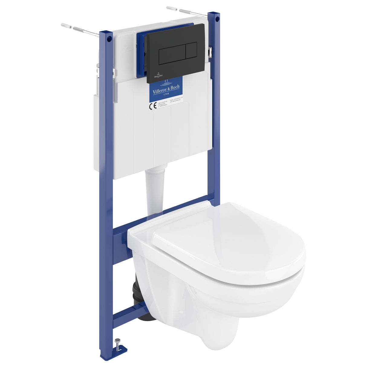 Bâti-support WC suspendu blanc Villeroy & Boch avec plaque de commande noire